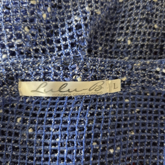 ⭐️Lulu-B Blue Knit Open Cardigan With Coconut Buttobs Size L - Picture 5 of 5